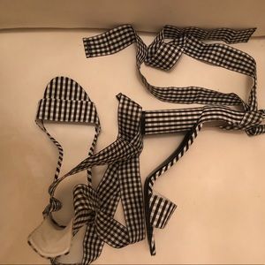 Plaid tie up heels